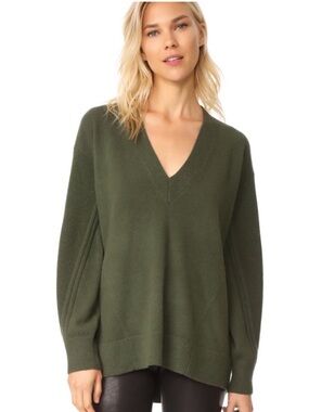 rag & bone Cashmere Olive Green V-Neck Sweater
